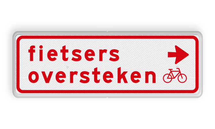 Verkeersbord RVV BW07r 600x200mm - Fietsers oversteken