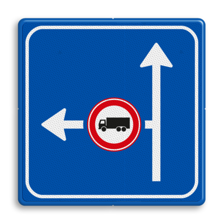 Verkeersbord RVV L10-02l-C07 - links verboden voor vrachtverkeer