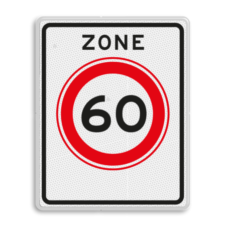 Verkeersbord RVV A01-60zb - Begin zone maximum snelheid