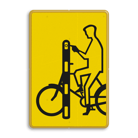 Verkeersbord RVV VR01 geel/zwart - 200x300mm - Fietsers