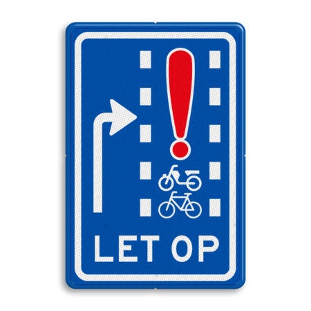 Verkeersbord RVV VR09-02 - Let op: recht doorgaande fietsers en bromfietsers