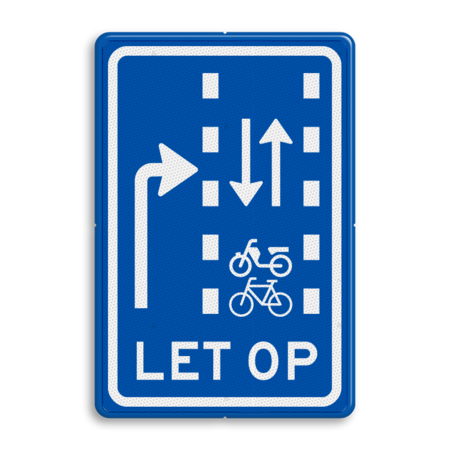 Verkeersbord RVV VR09-04 - Let op: recht doorgaande fietsers en bromfietsers in twee richtingen