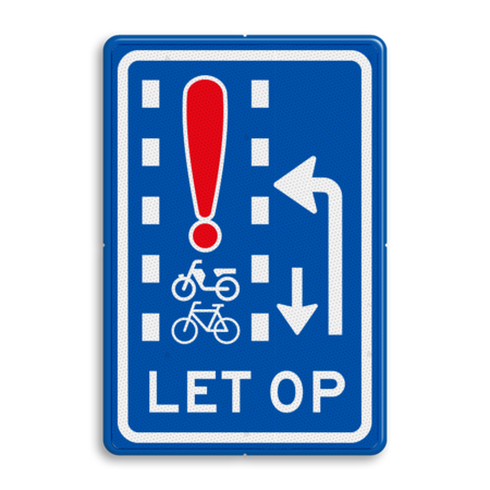 Verkeersbord RVV VR10-02 - Let op: recht doorgaande fietsers en bromfietsers