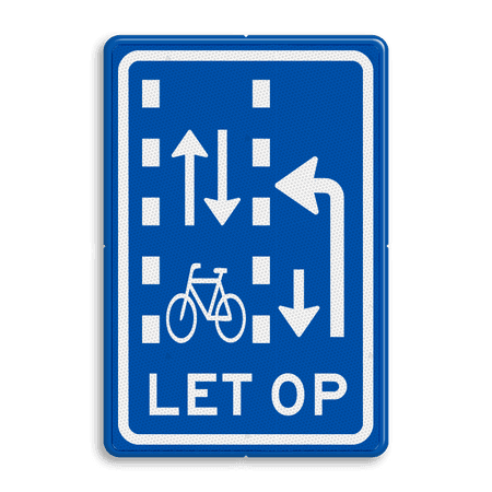 Verkeersbord RVV VR10-03 - Let op: recht doorgaande fietsers in twee richtingen