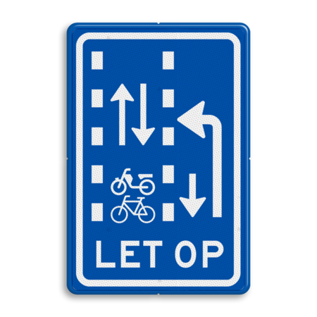 Verkeersbord RVV VR10-04 - Let op: recht doorgaande fietsers en bromfietsers in twee richtingen