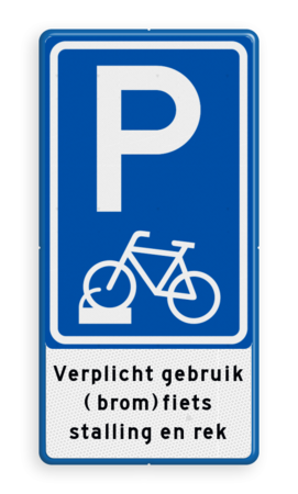 Parkeerbord fiets in fietsenrek - eigen tekst