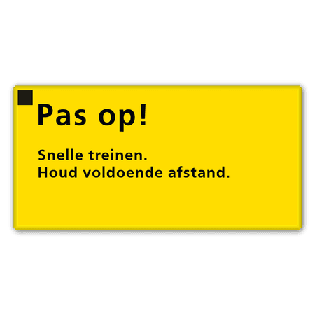 Communicatiebord Snelle trein, afstand houden - 320x160mm Reflecterend