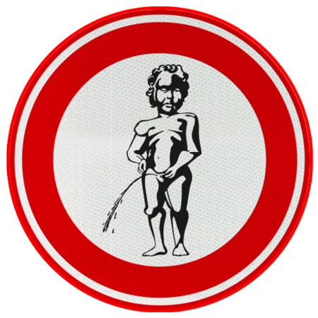 Verkeersbord - Verboden te plassen - manneke pis