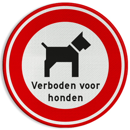 Verbodsbord Verboden voor honden met tekst