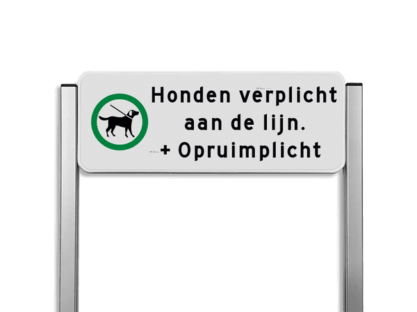 Verkeersbord unit type TS - hondenuitlaatplaats aangelijnd - Opruimen graag!