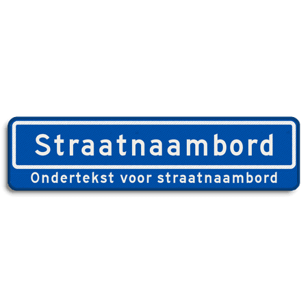 Straatnaambord 14 karakters 800x200 mm + ondertekst NEN 1772