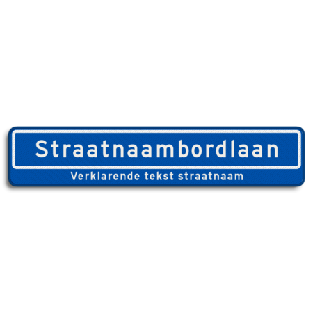 Straatnaambord 18 karakters 1000x200mm + ondertekst - reflecterend