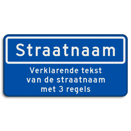 Straatnaambord 10 karakters 600x300mm + 3 regelige ondertekst NEN 1772