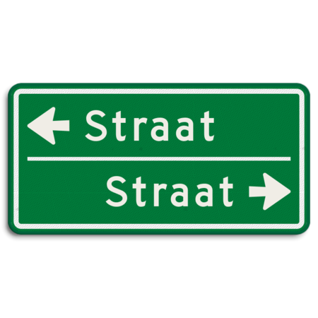 Straatnaambord groen 10 karakters 600x300 mm 2 regelig met pijl NEN 1772