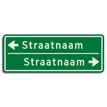 Straatnaambord groen 14 karakters 800x300 mm 2 regelig met pijl NEN 1772