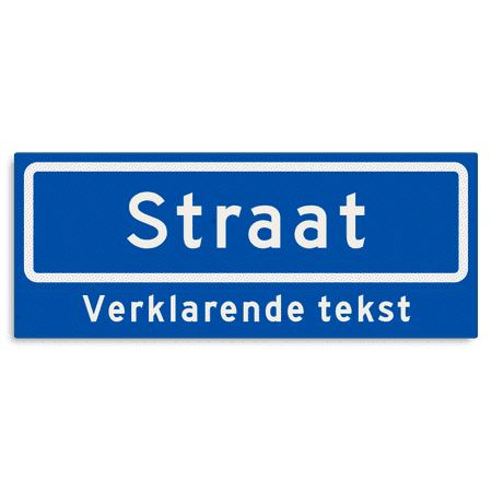 Straatnaambord KOKER 500x200mm - max. 8 karakters - met ondertekst NEN1772