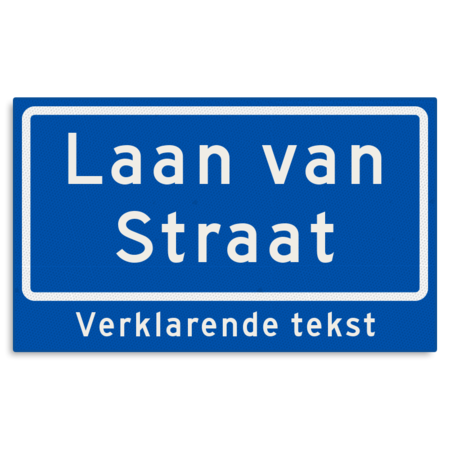 Straatnaambord KOKER 500x300mm - max. 16 karakters - 2 regelig met ondertekst NEN1772