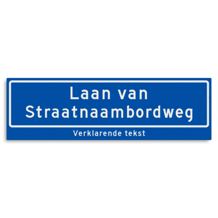 Straatnaambord KOKER 1000x300mm - max. 36 karakters - 2 regelig met ondertekst NEN1772