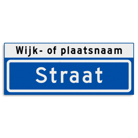 Straatnaambord KOKER 500x200mm - max. 8 karakters - met wijk- of plaatsnaam - NEN1772