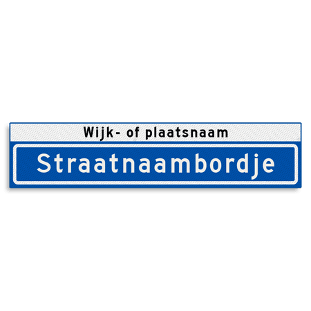 Straatnaambord KOKER 900x200mm - max. 16 karakters - met wijk- of plaatsnaam - NEN1772