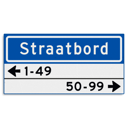 Straatnaambord KOKER 600x300mm - max. 10 karakters - met 2 regels huisnummers - NEN1772