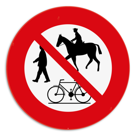 Informatiebord - verboden voor wandelaar, fietsers, ruiters