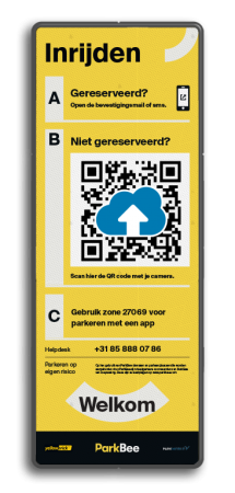 Informatiebord inrijden (QR-code) - 300x800 - ParkBee