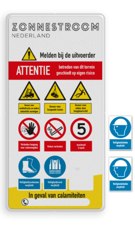 Veiligheidsbord met pictogrammen in huisstijl - reflecterend