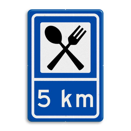 Routebord BW101 (blauw) - 1 pictogram met afstand