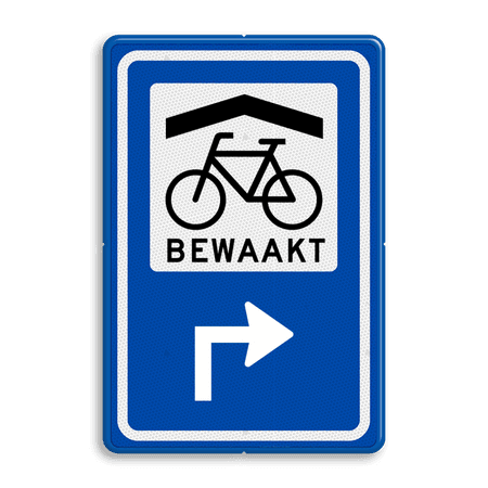 Verkeersbord RVV BW210 - Bewaakte overdekte Fietsenstalling met aanpasbare pijlrichting