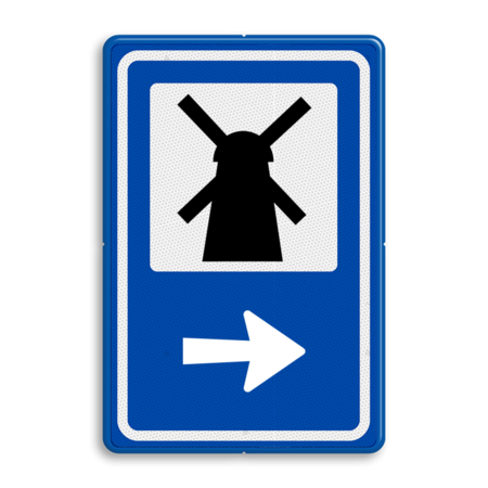 Routebord BW101 (blauw) - 1 pictogram met aanpasbare pijl