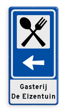 Routebord BW101 (blauw) - 1 pictogram met aanpasbare pijl en tekstvlak