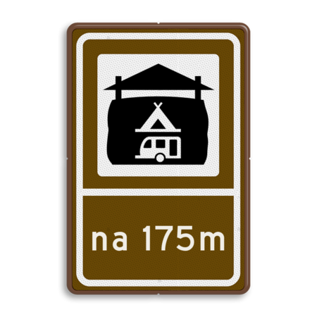 Routebord BW101 (bruin) - 1 pictogram met afstandsaanduiding