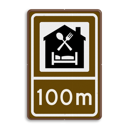 Routebord BW101 (bruin) - 1 pictogram met afstandsaanduiding