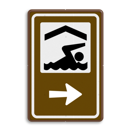 Routebord BW101 (bruin) - 1 pictogram met aanpasbare pijl