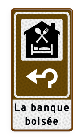 Routebord BW101 (bruin) - 1 pictogram met aanpasbare pijl en tekstvlak