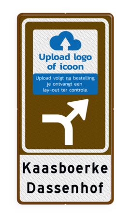 Routebord BW101 (bruin) - 1 pictogram met aanpasbare pijl en tekstvlak