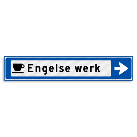 Verwijsbord KOKER Blauw/wit/zwart - pijl rechts, met 1 pictogram - Klasse 3 reflecterend