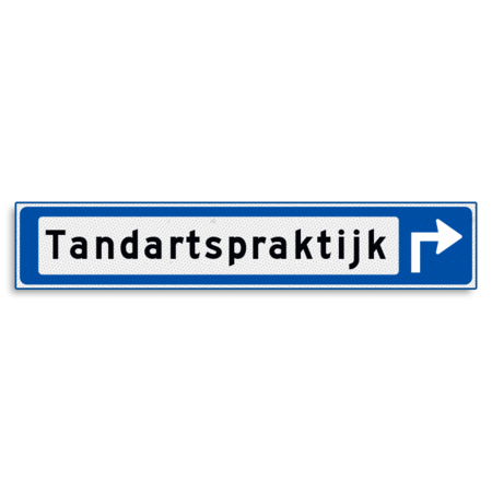 Verwijsbord KOKER Blauw/wit/zwart - met pijl, zonder pictogram - Klasse 3 reflecterend