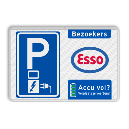 Parkeerbord elektrische voertuigen bezoekers - met eigen logo - reflecterend