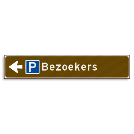 Verwijsbord KOKER Bruin/wit/zwart - pijl links, met 1 pictogram - Klasse 3 reflecterend