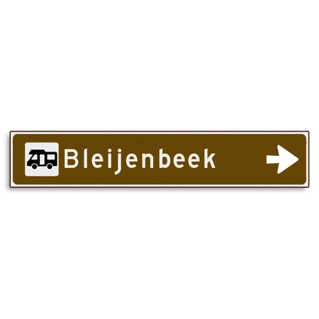 Verwijsbord KOKER Bruin/wit/zwart - pijl rechts, met 1 pictogram - Klasse 3 reflecterend