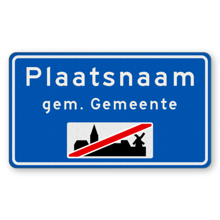 Plaatsnaambord 1400x800mm RVV H02b - Einde bebouwde kom