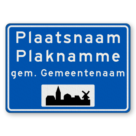 Plaatsnaambord 1400x1000mm RVV H01d - Begin bebouwde kom