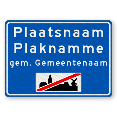 Plaatsnaambord 1400x1000mm RVV H02d - Einde bebouwde kom