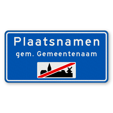 Plaatsnaambord 1600x800mm RVV H02b - Einde bebouwde kom