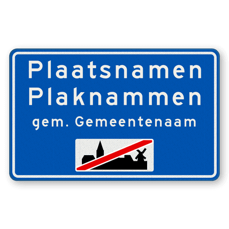 Plaatsnaambord 1600x1000mm RVV H02d - Einde bebouwde kom