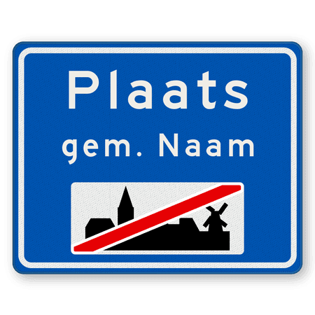 Plaatsnaambord 1000x800mm RVV H02b - Einde bebouwde kom