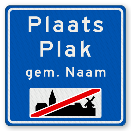 Plaatsnaambord 1000x1000mm RVV H02d - Einde bebouwde kom