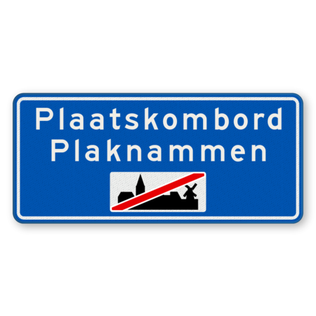 Plaatsnaambord 1800x800mm RVV H02c - Einde bebouwde kom